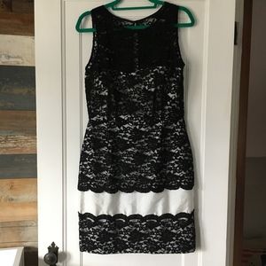Taylor Lace Black and White cocktail dress